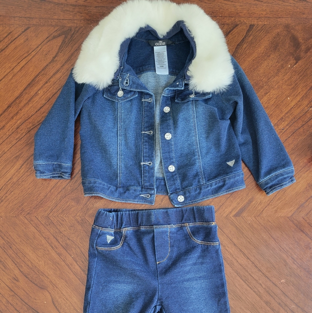 Guess Outfit NWOT Size 18 Months 2 Piece Faux Fur
